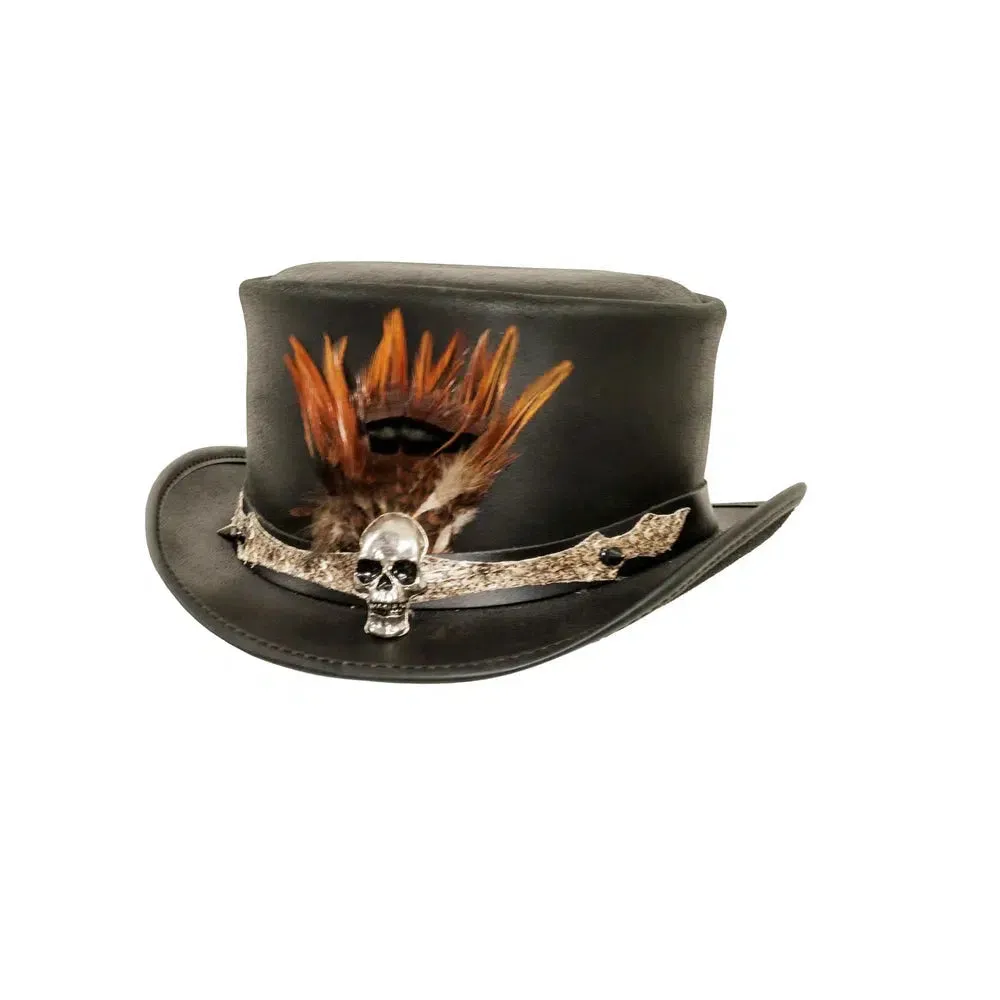 Wrath | Mens Black Leather Top Hat