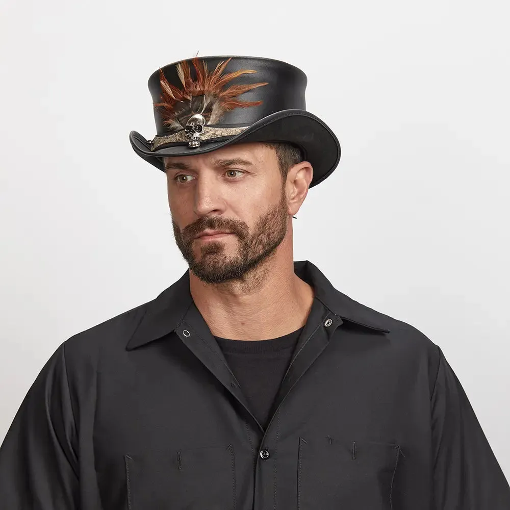 Wrath | Mens Black Leather Top Hat