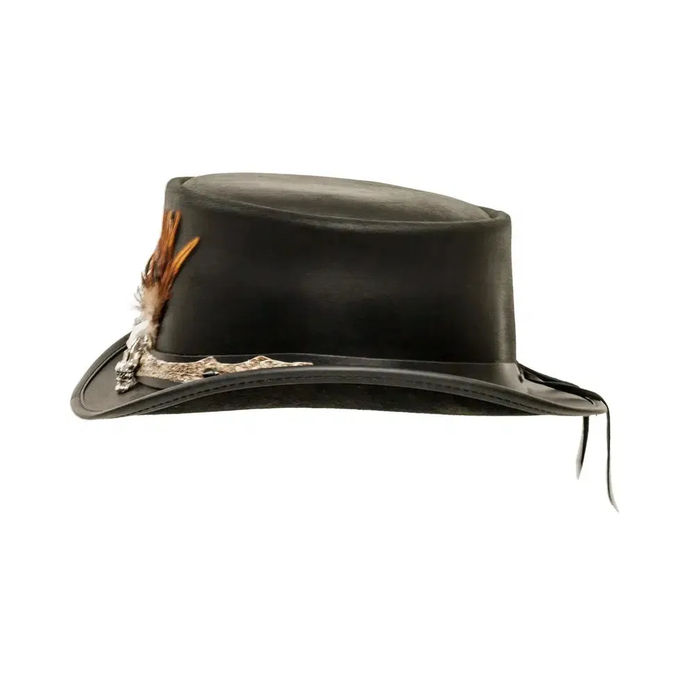 Wrath | Mens Black Leather Top Hat
