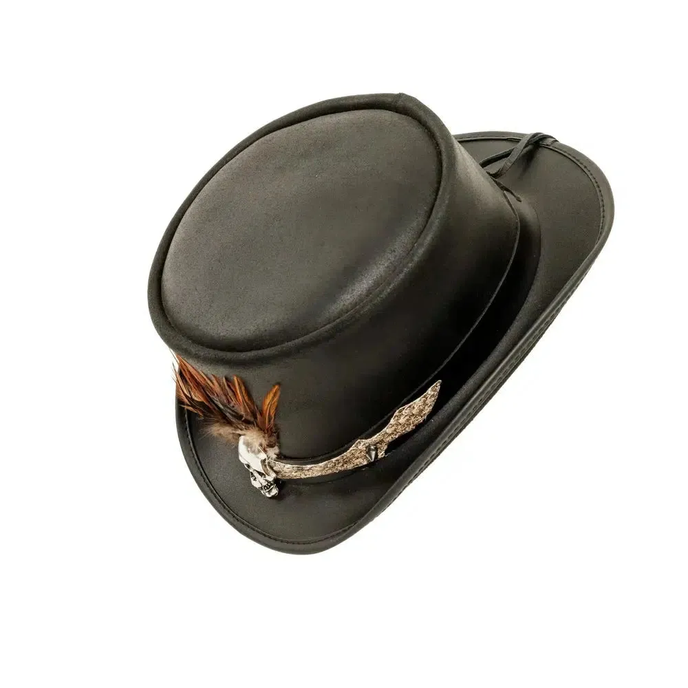 Wrath | Mens Black Leather Top Hat