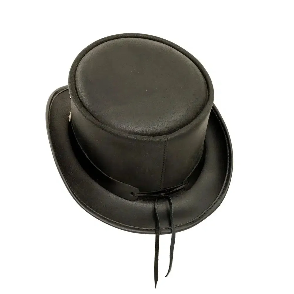 Wrath | Mens Black Leather Top Hat