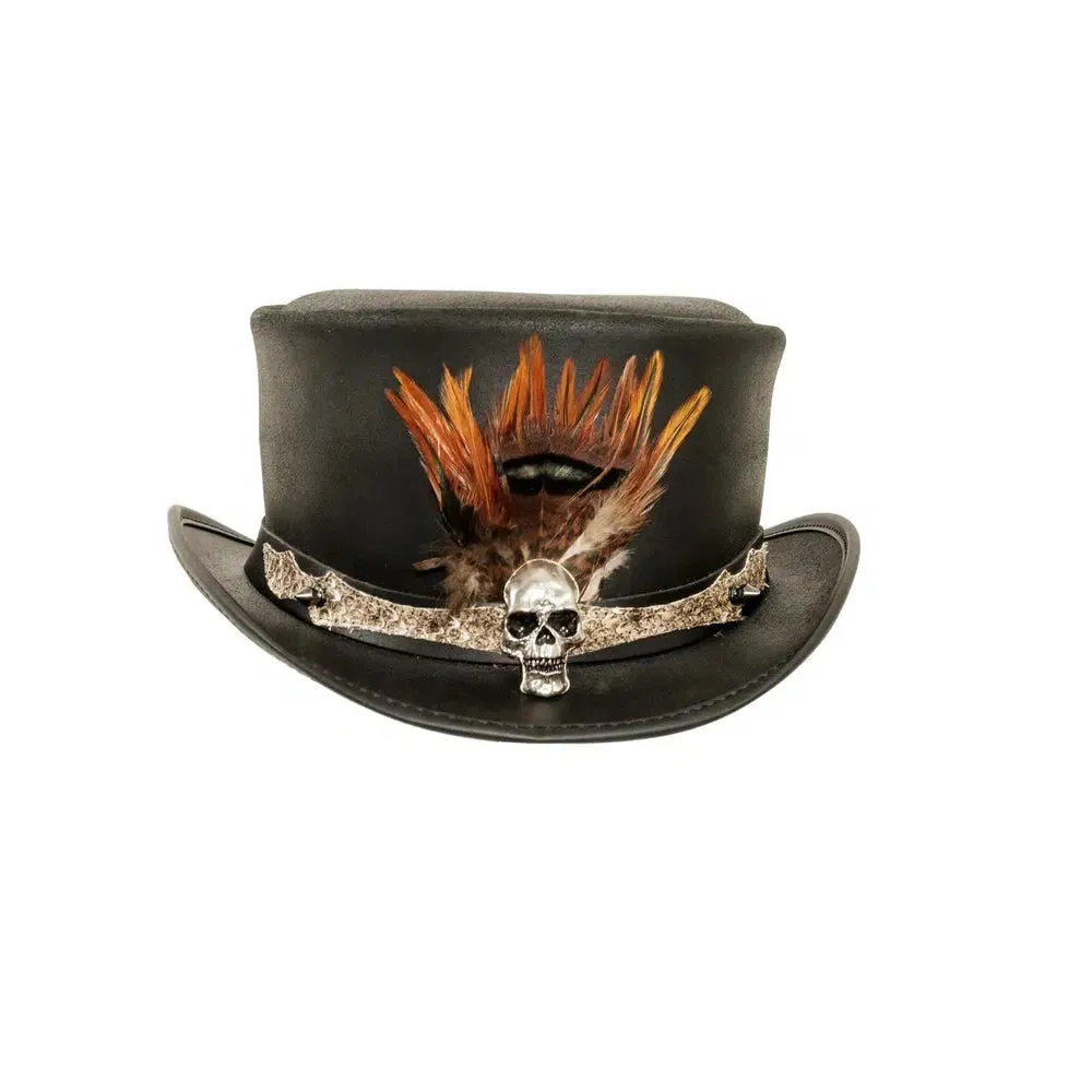Wrath | Mens Black Leather Top Hat